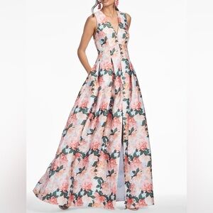 NWT Sachin + Babi Sz 8 Brooke Gown Peach Peonies